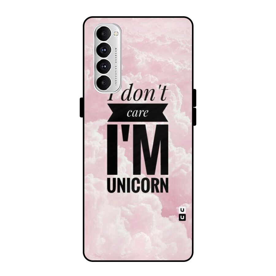 Dont Care Unicorn Metal Back Case for Oppo Reno4 Pro