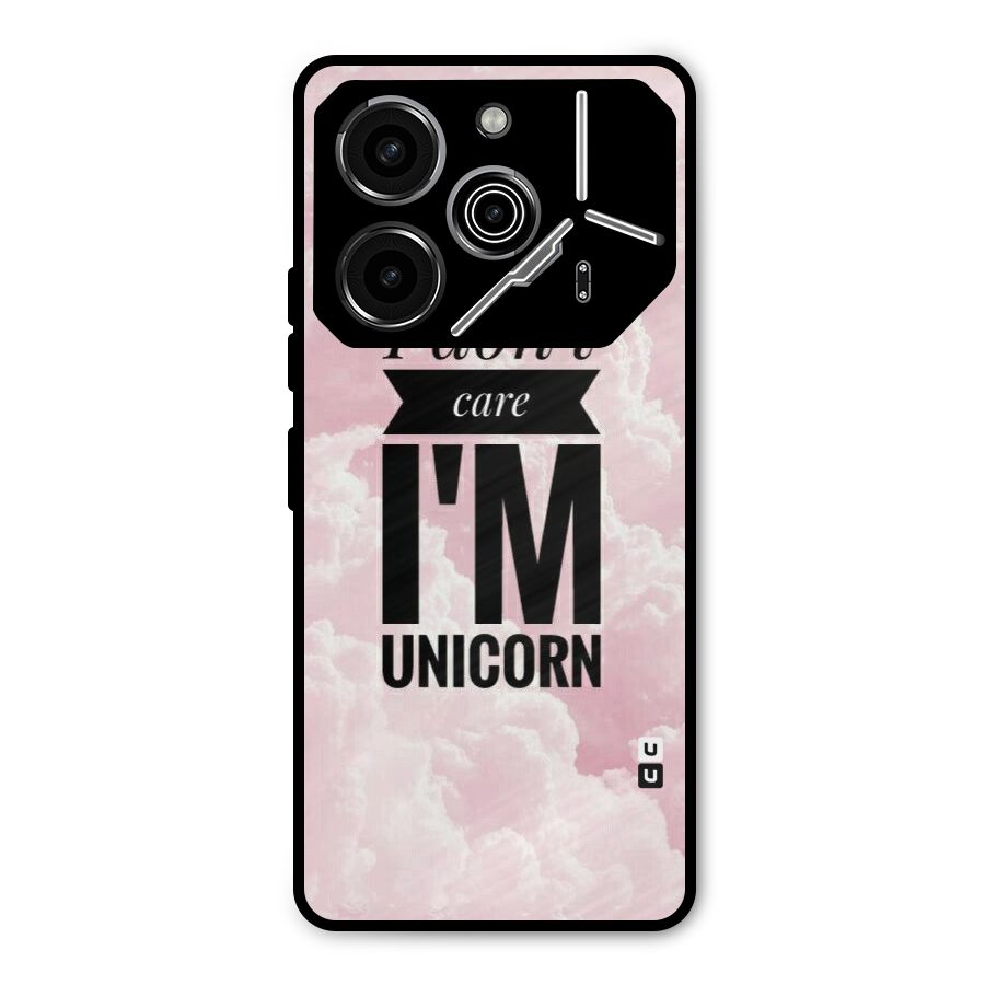 Dont Care Unicorn Metal Back Case for Tecno Pova 6 Pro