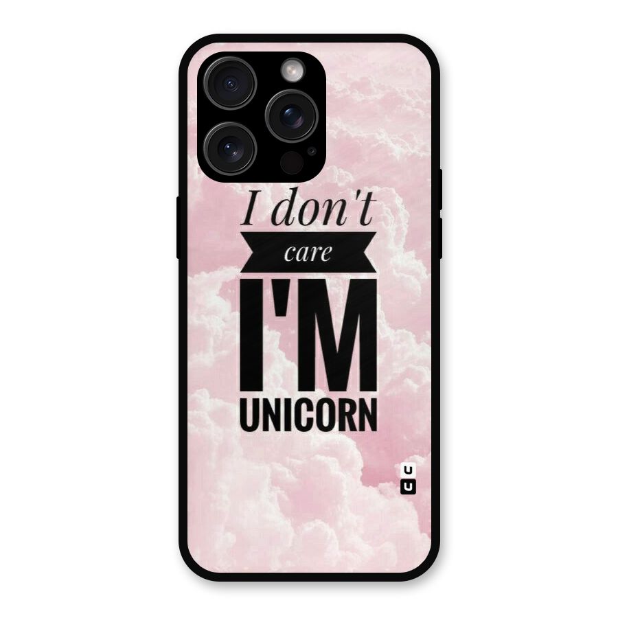 Dont Care Unicorn Metal Back Case for iPhone 15 Pro Max