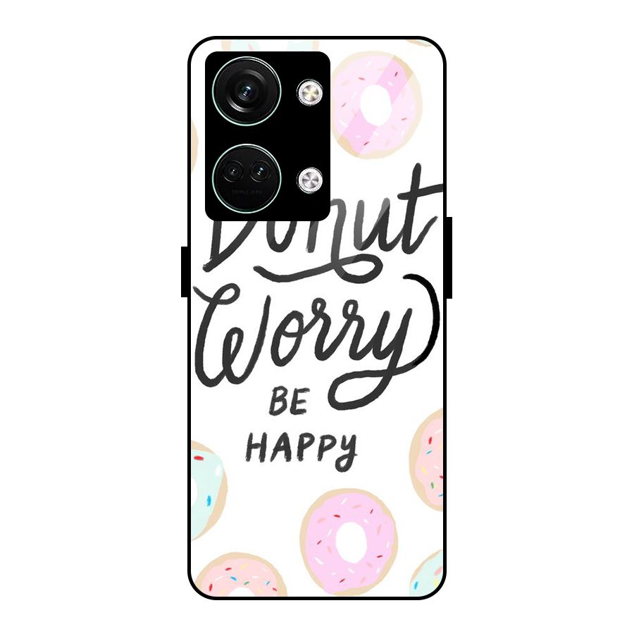 Donut Worry Be Happy Glass Back Case for Oneplus Nord 3
