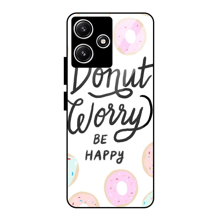 Donut Worry Be Happy Glass Back Case for Redmi 12 5G
