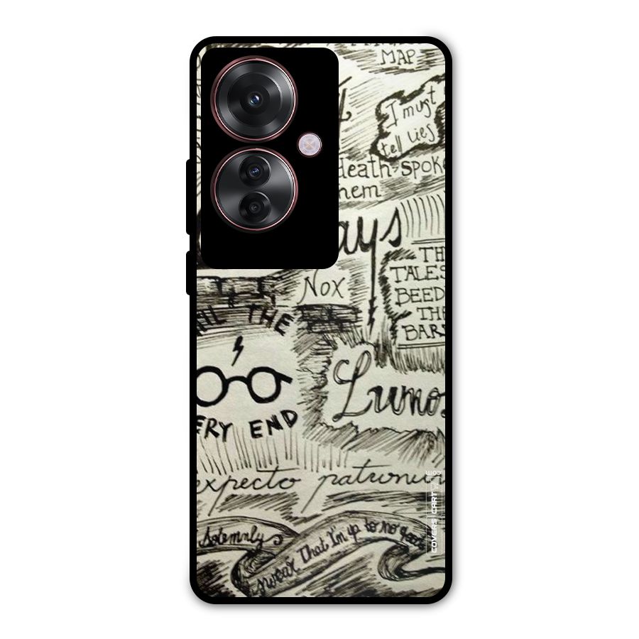Doodle Art Metal Back Case for Oppo F25 Pro