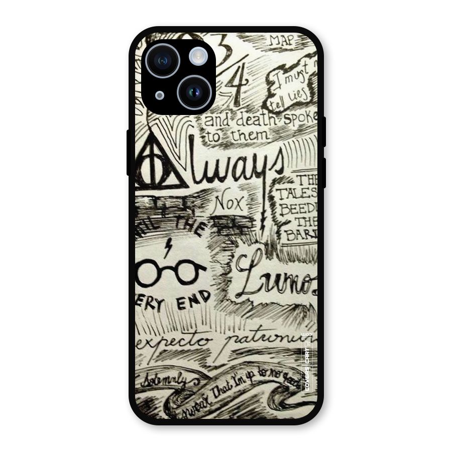 Doodle Art Metal Back Case for iPhone 14