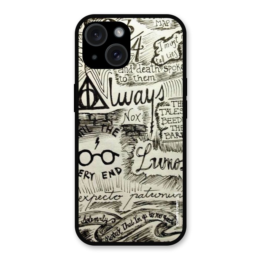 Doodle Art Metal Back Case for iPhone 15