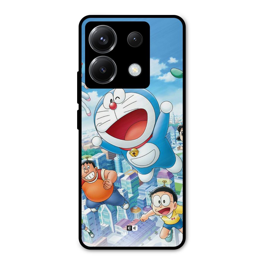 Doremon Flying Metal Back Case for Poco X6