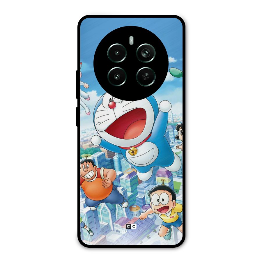 Doremon Flying Metal Back Case for Realme 12 Plus