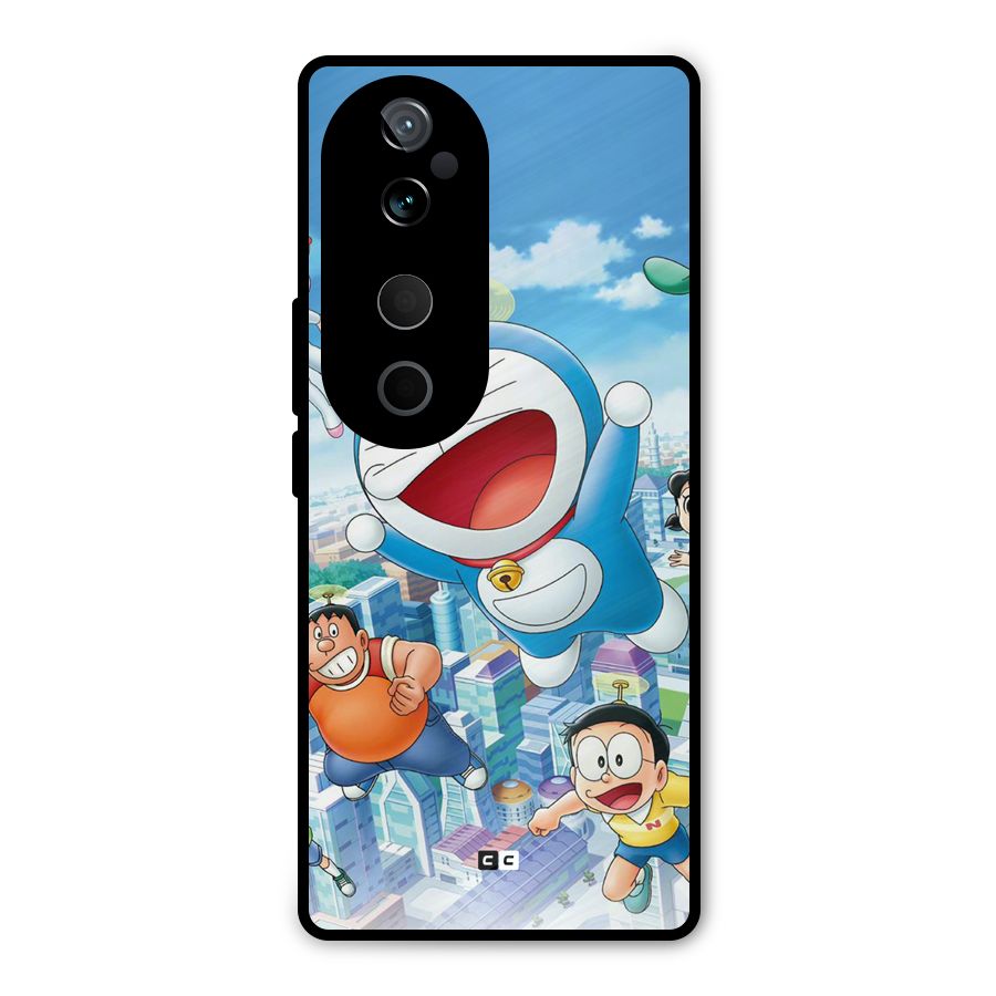 Doremon Flying Metal Back Case for Vivo T3 Ultra