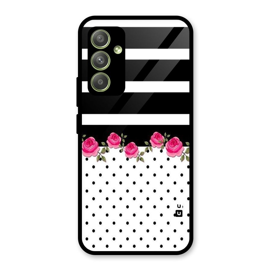 Dots Roses Stripes Glass Back Case for Galaxy A54