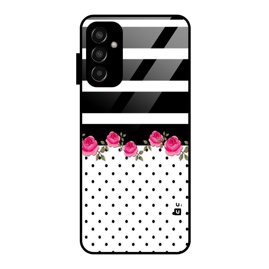 Dots Roses Stripes Glass Back Case for Galaxy F13