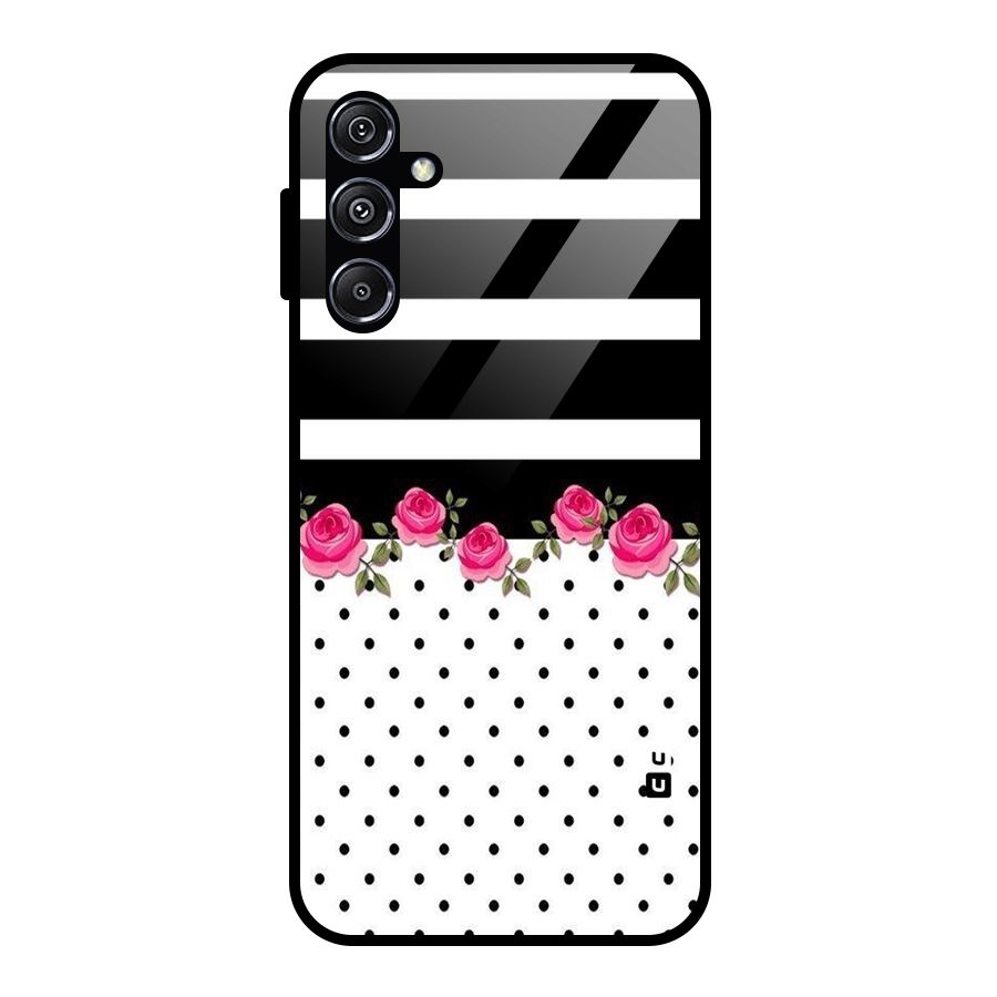 Dots Roses Stripes Glass Back Case for Galaxy M34 5G