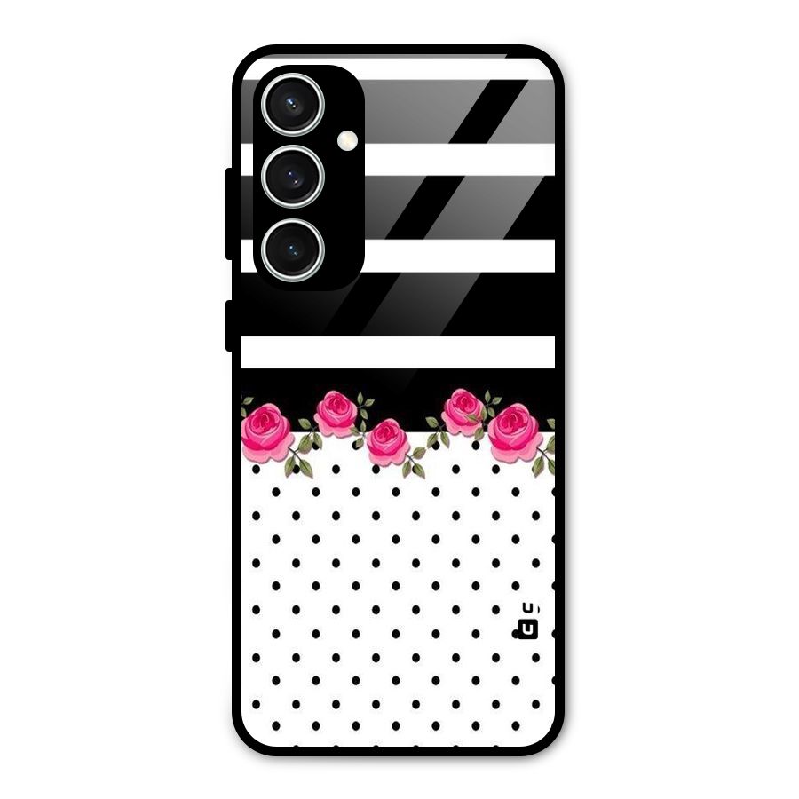 Dots Roses Stripes Glass Back Case for Galaxy S23 FE