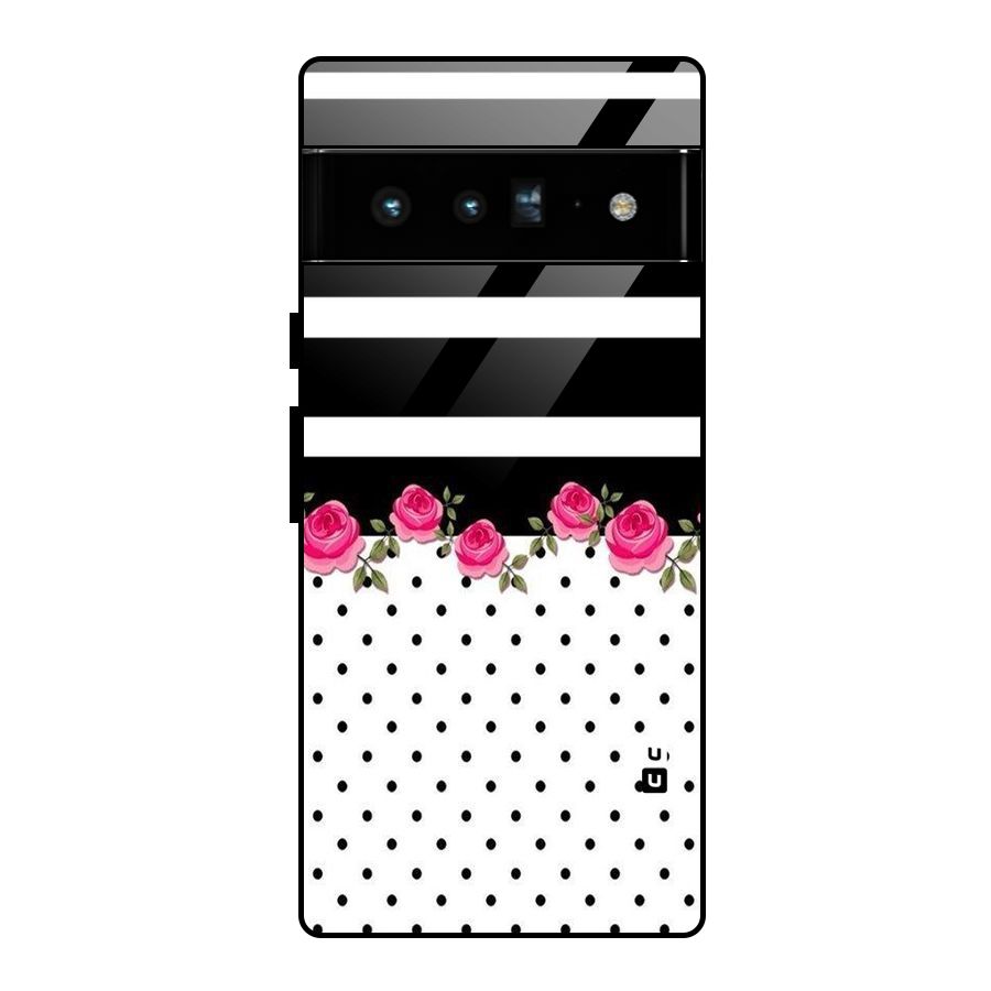 Dots Roses Stripes Glass Back Case for Google Pixel 6 Pro