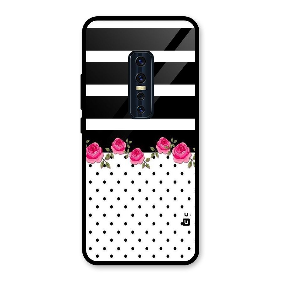 Dots Roses Stripes Glass Back Case for Vivo V17 Pro
