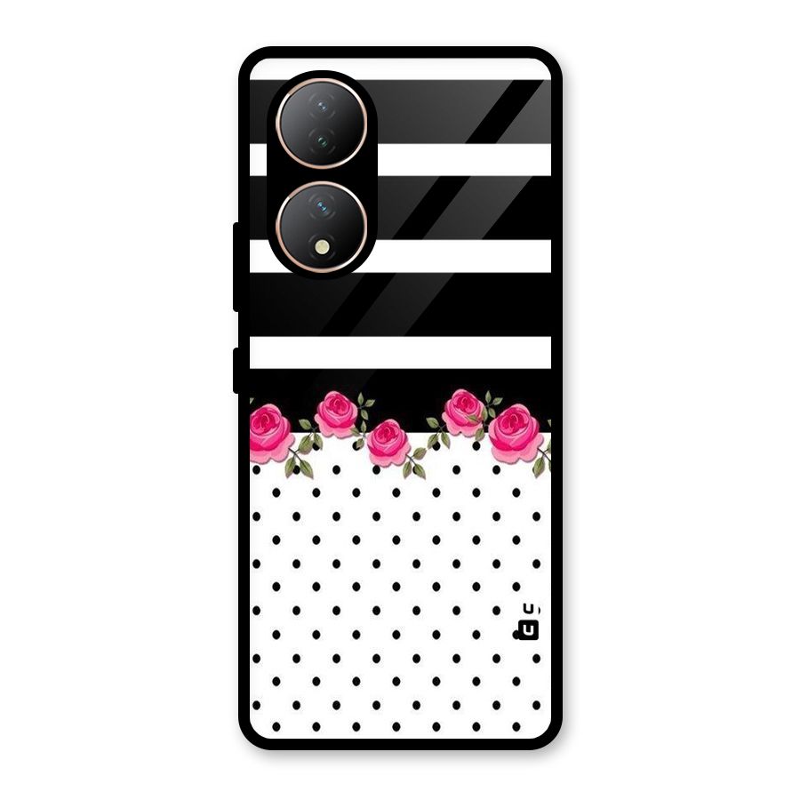 Dots Roses Stripes Glass Back Case for Vivo Y100A