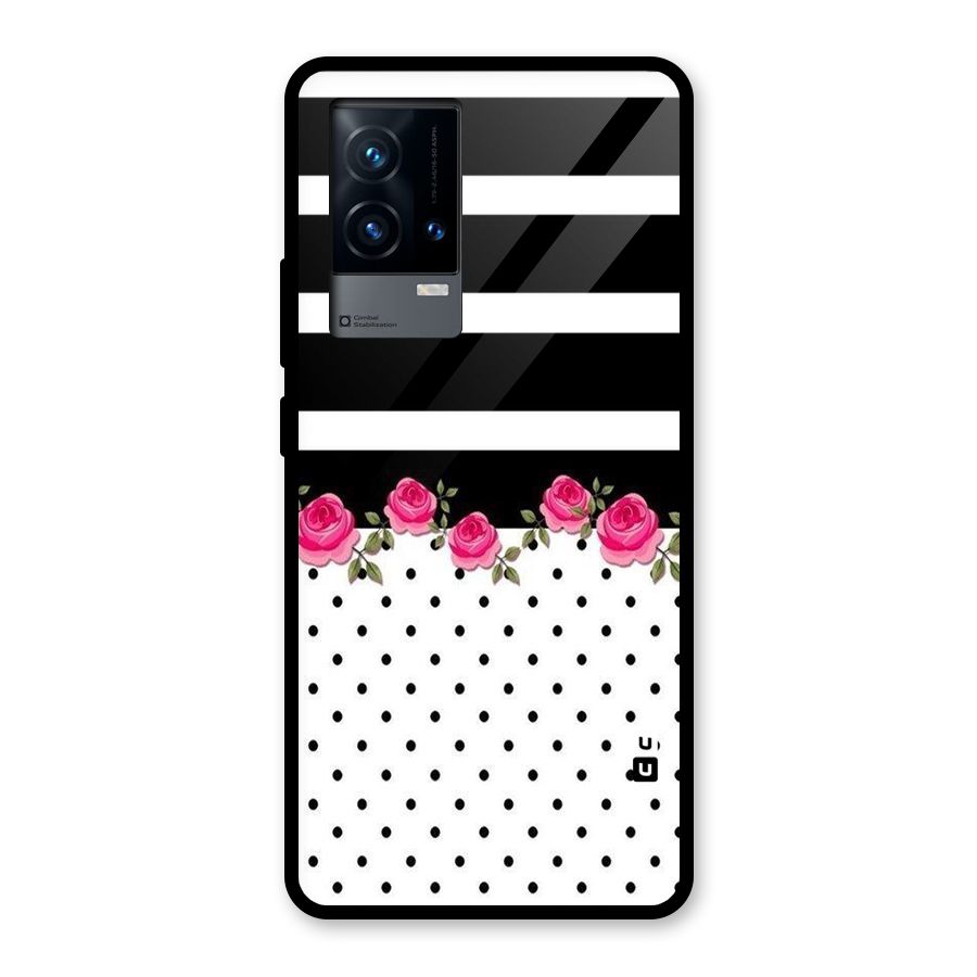 Dots Roses Stripes Glass Back Case for iQOO 9 5G