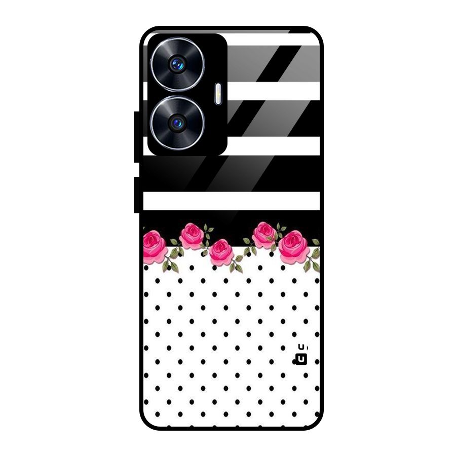 Dots Roses Stripes Glass Back Case for realme C55