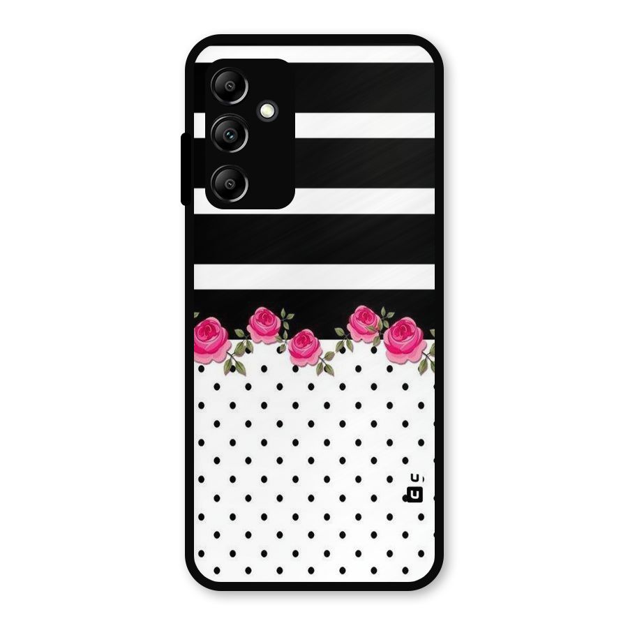 Dots Roses Stripes Metal Back Case for Galaxy A14 5G