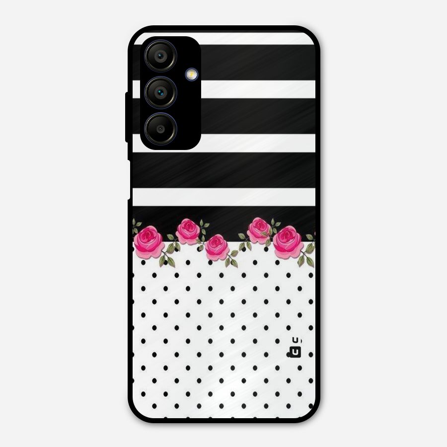 Dots Roses Stripes Metal Back Case for Galaxy A15 5G