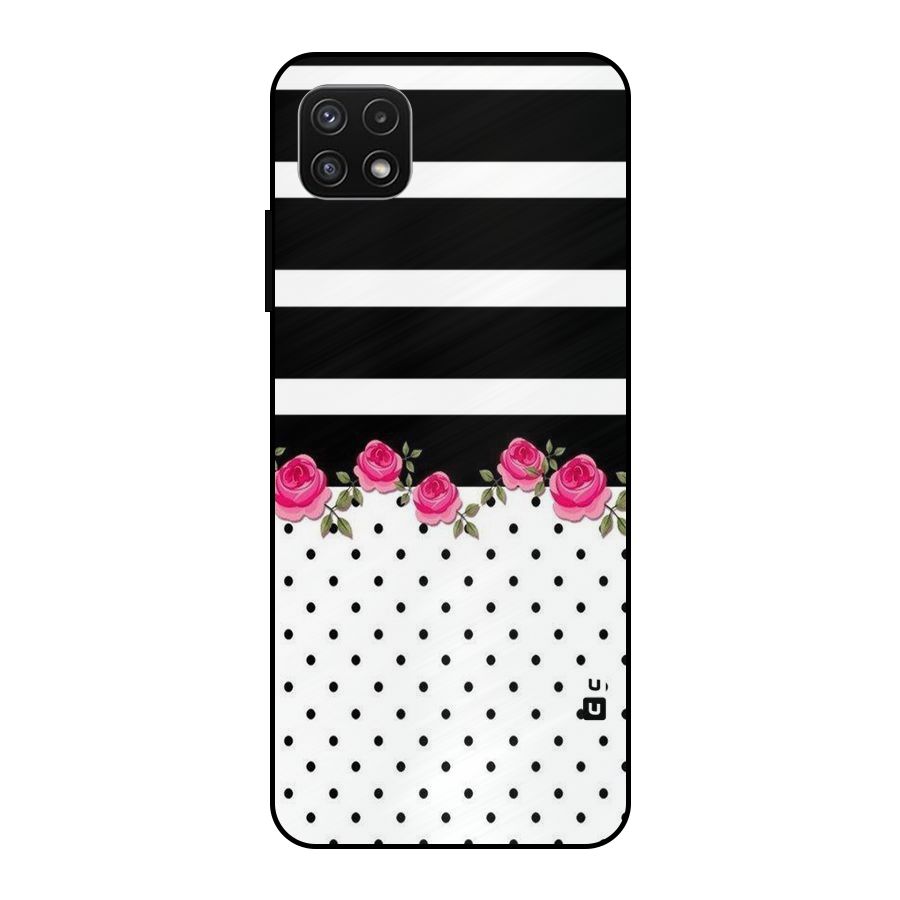 Dots Roses Stripes Metal Back Case for Galaxy A22 5G