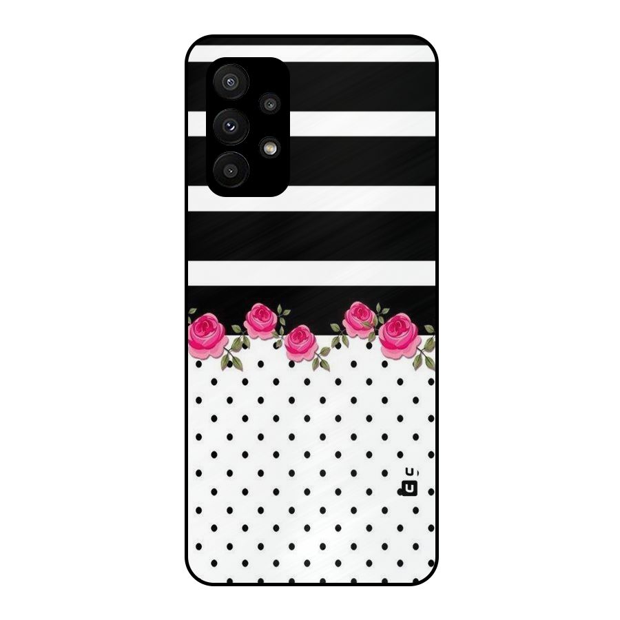 Dots Roses Stripes Metal Back Case for Galaxy A23