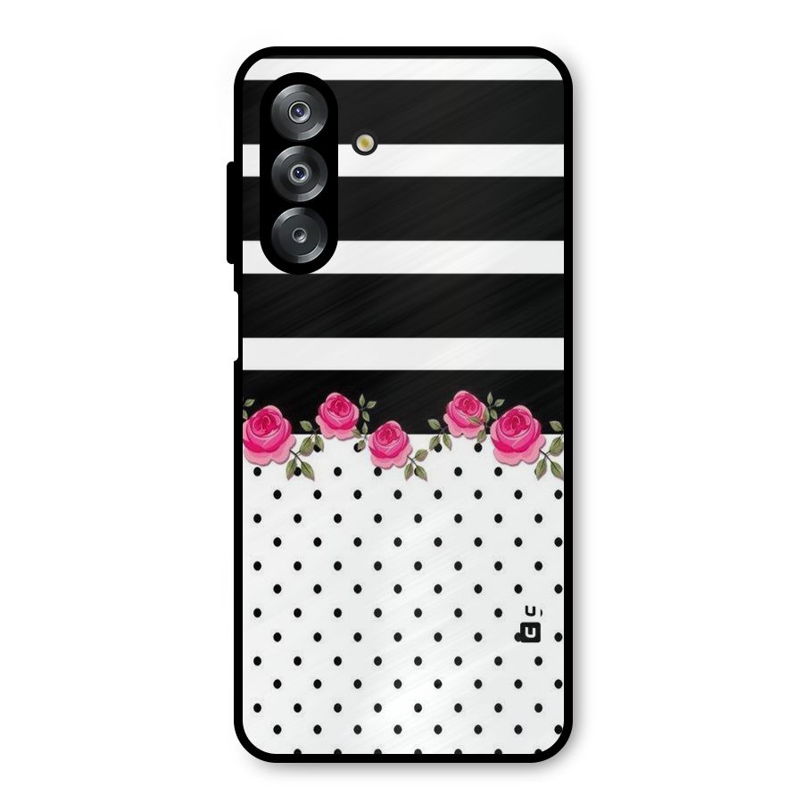Dots Roses Stripes Metal Back Case for Galaxy A26