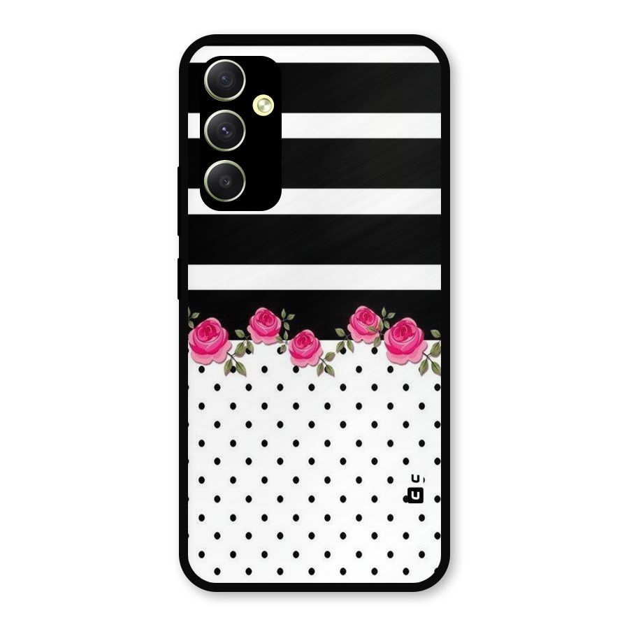 Dots Roses Stripes Metal Back Case for Galaxy A34