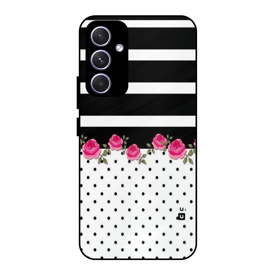 Dots Roses Stripes Metal Back Case for Galaxy A54