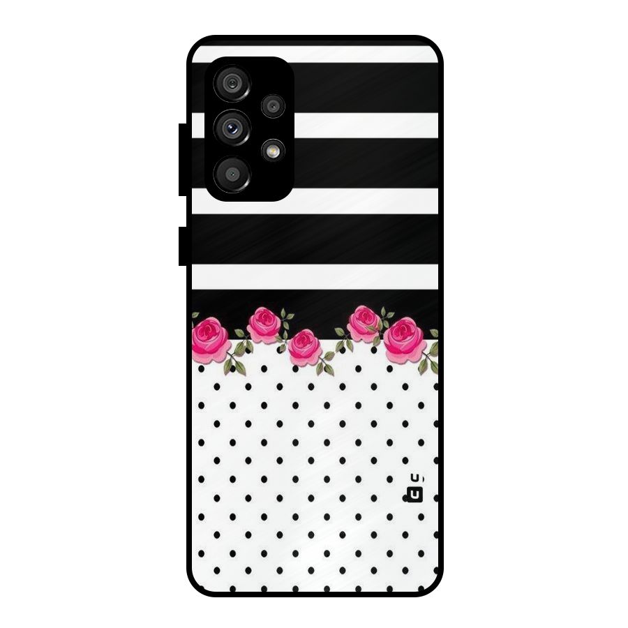 Dots Roses Stripes Metal Back Case for Galaxy A73 5G