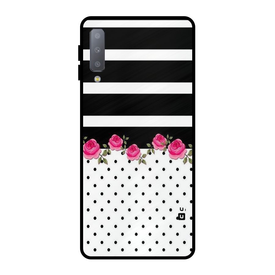 Dots Roses Stripes Metal Back Case for Galaxy A7 (2018)