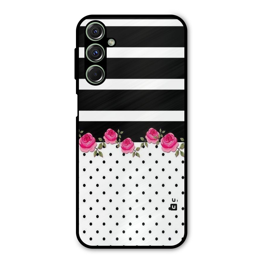 Dots Roses Stripes Metal Back Case for Galaxy F34