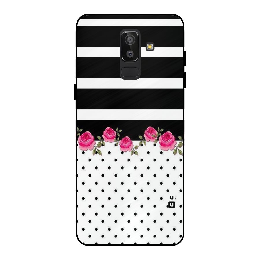 Dots Roses Stripes Metal Back Case for Galaxy J8