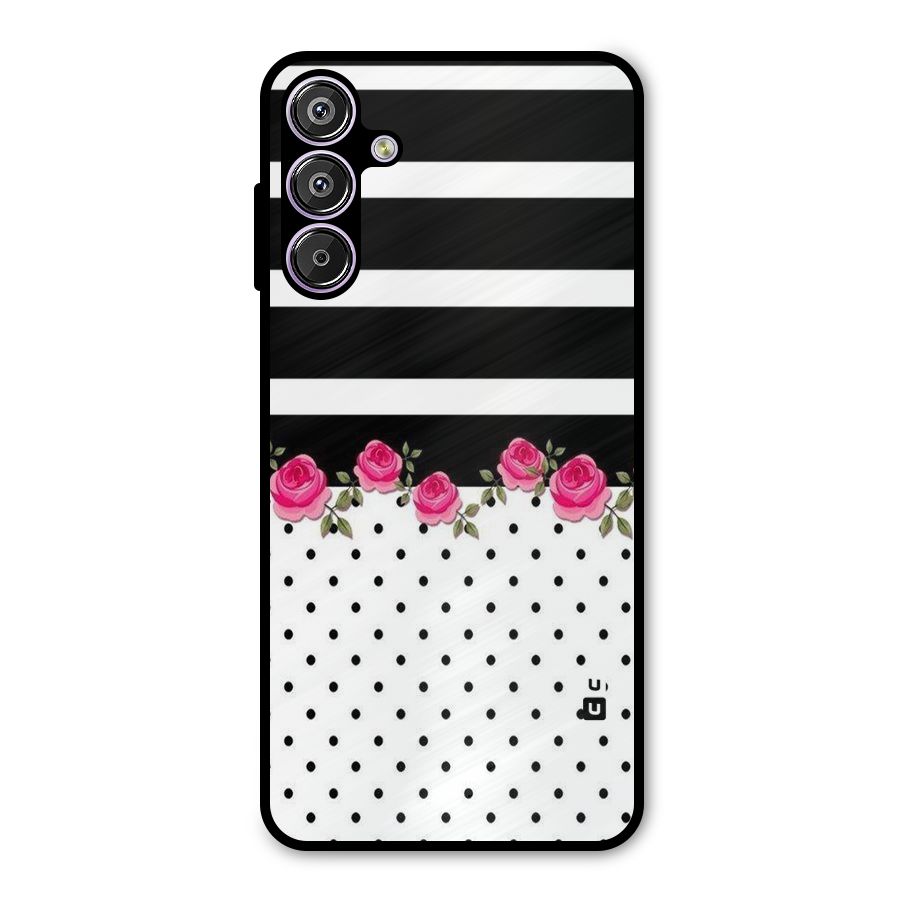 Dots Roses Stripes Metal Back Case for Galaxy M15