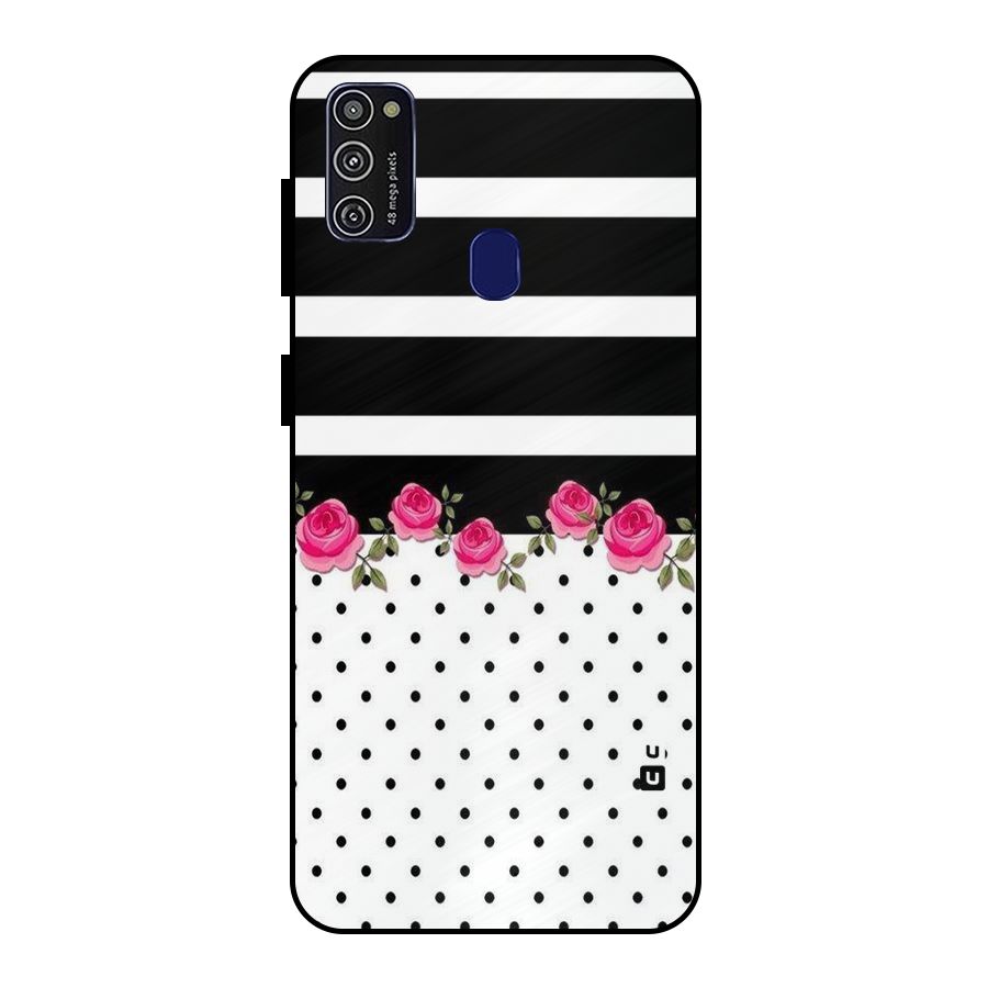 Dots Roses Stripes Metal Back Case for Galaxy M21