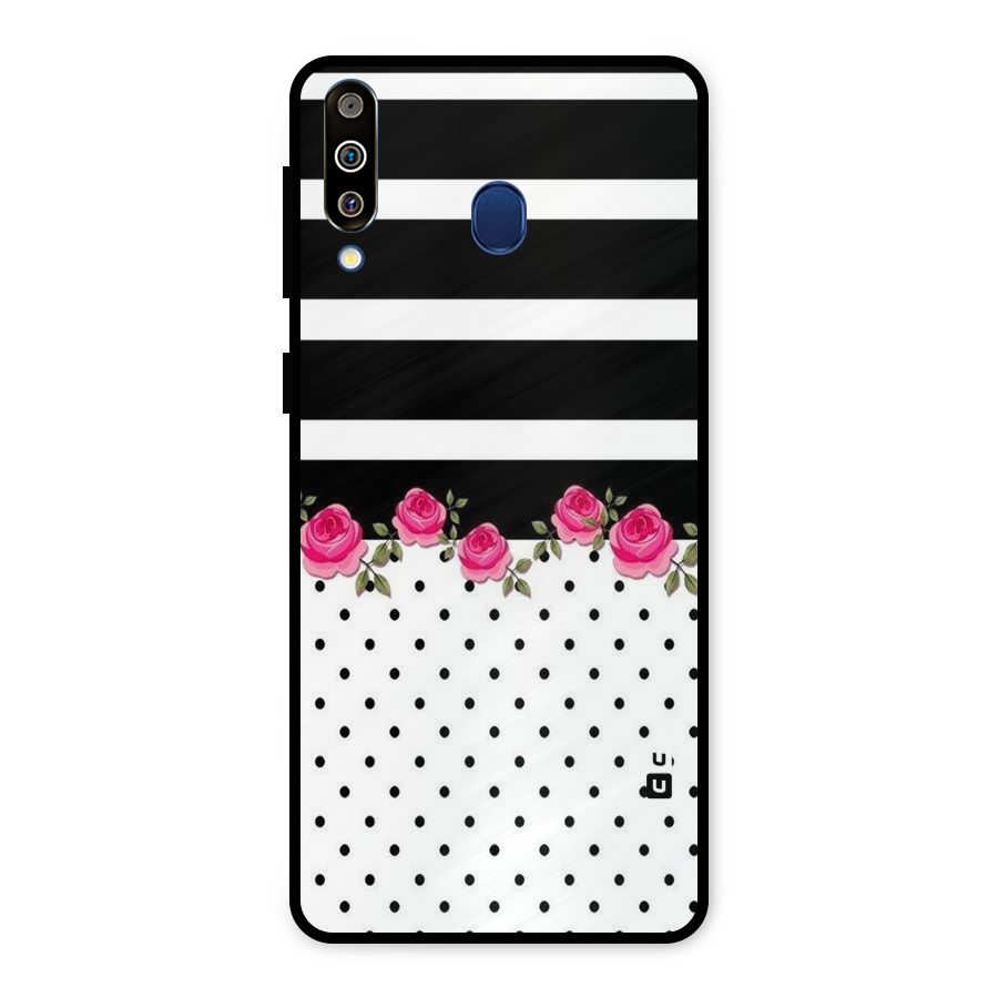 Dots Roses Stripes Metal Back Case for Galaxy M30