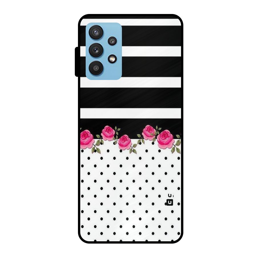 Dots Roses Stripes Metal Back Case for Galaxy M32 5G