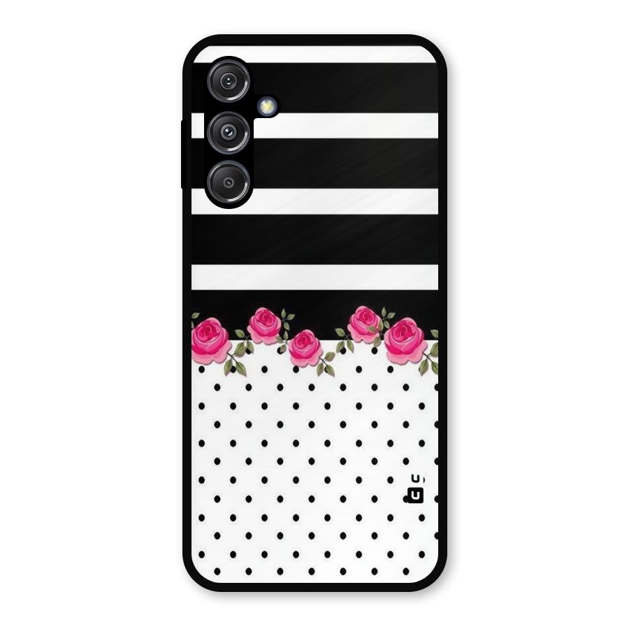 Dots Roses Stripes Metal Back Case for Galaxy M34 5G