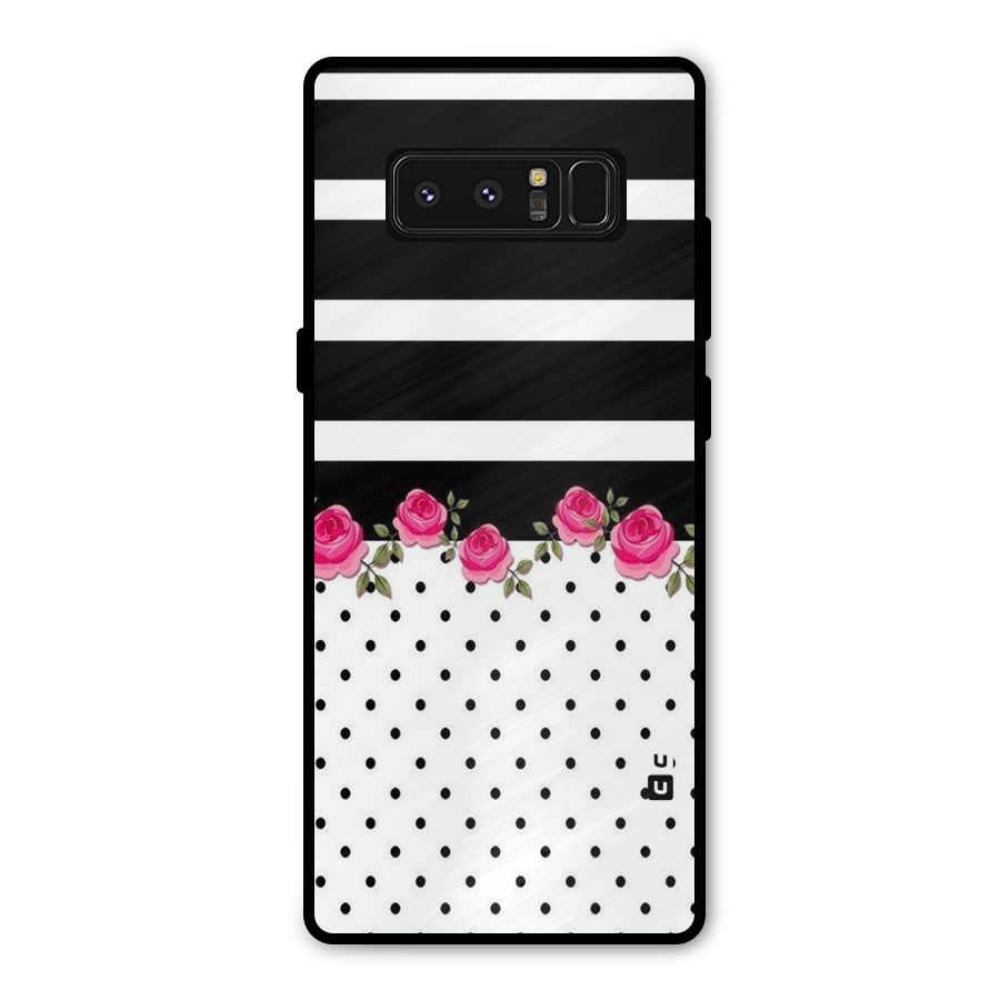 Dots Roses Stripes Metal Back Case for Galaxy Note 8