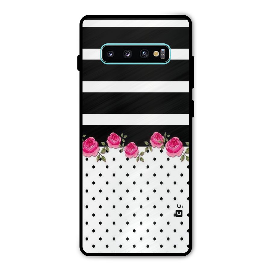 Dots Roses Stripes Metal Back Case for Galaxy S10 Plus