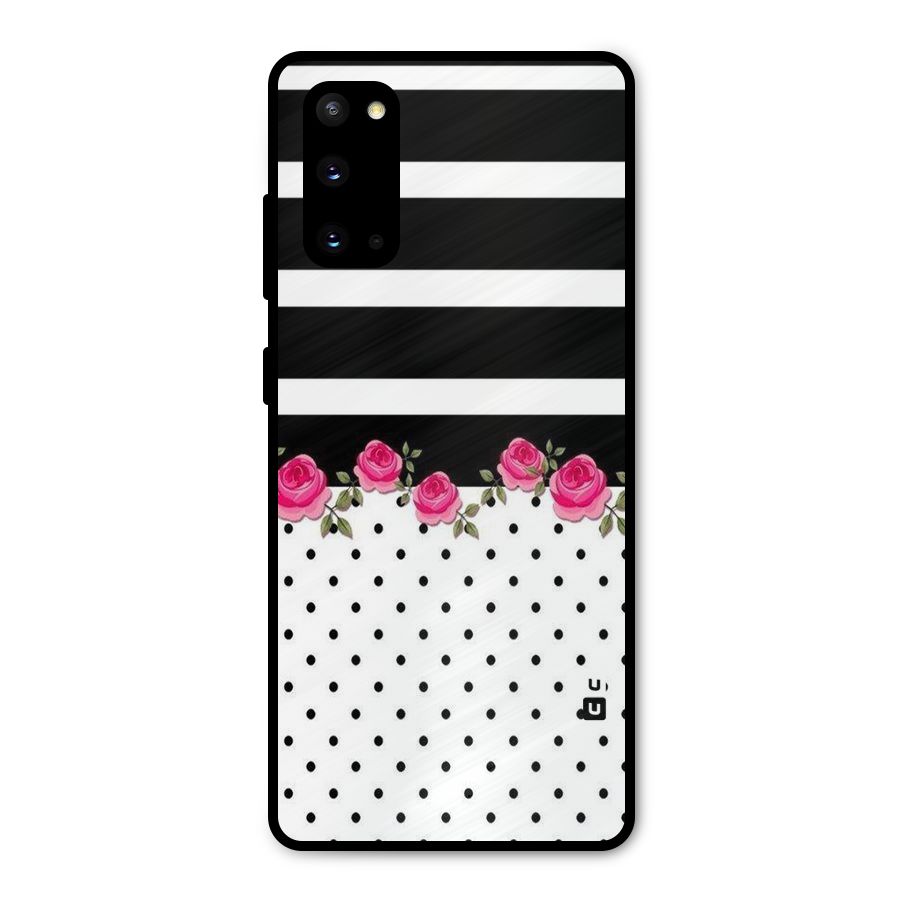 Dots Roses Stripes Metal Back Case for Galaxy S20