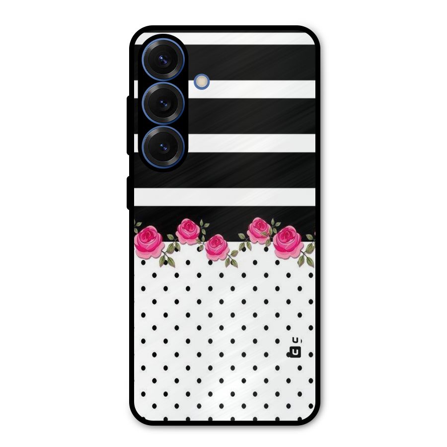 Dots Roses Stripes Metal Back Case for Galaxy S25