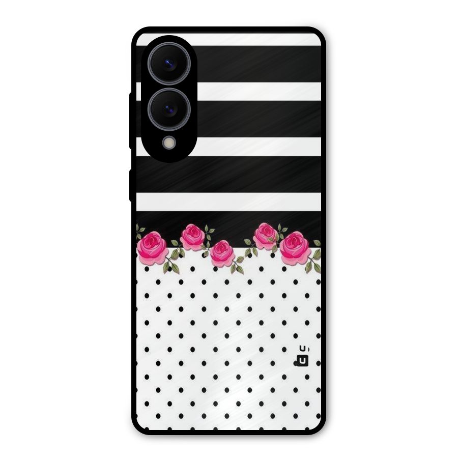 Dots Roses Stripes Metal Back Case for Galaxy S25 Edge