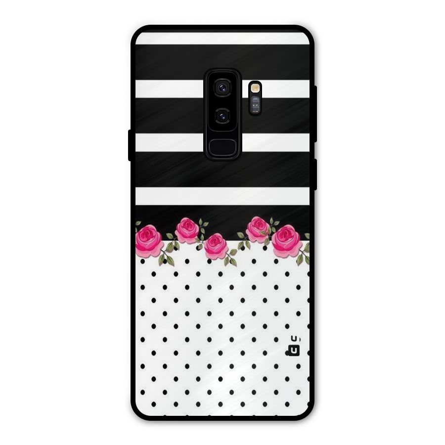 Dots Roses Stripes Metal Back Case for Galaxy S9 Plus