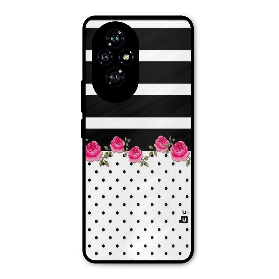 Dots Roses Stripes Metal Back Case for Honor 200