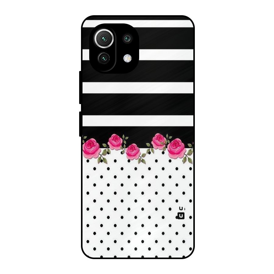 Dots Roses Stripes Metal Back Case for Mi 11 Lite NE 5G