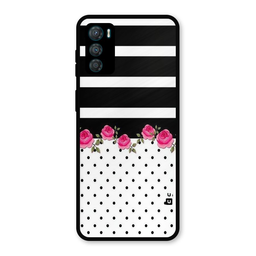 Dots Roses Stripes Metal Back Case for Moto G42