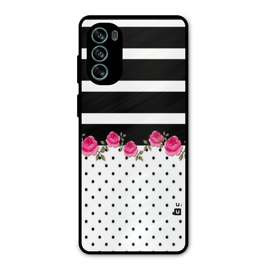 Dots Roses Stripes Metal Back Case for Moto G62