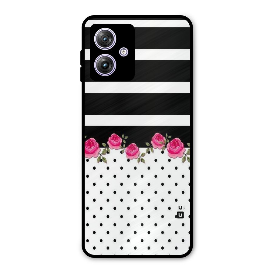 Dots Roses Stripes Metal Back Case for Moto G64