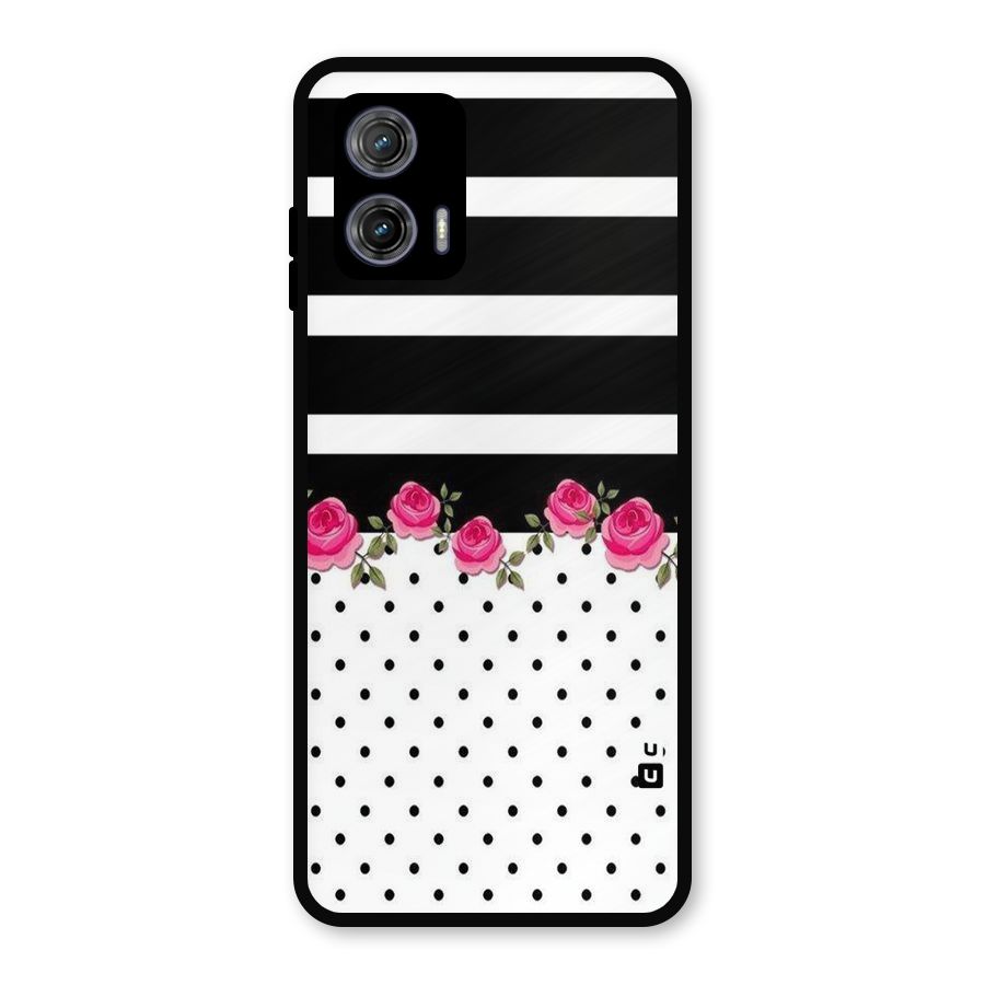 Dots Roses Stripes Metal Back Case for Moto G73