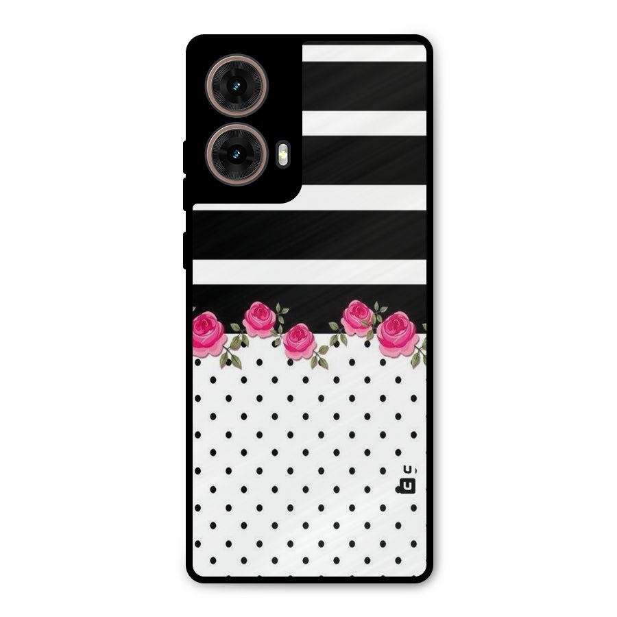 Dots Roses Stripes Metal Back Case for Moto G85