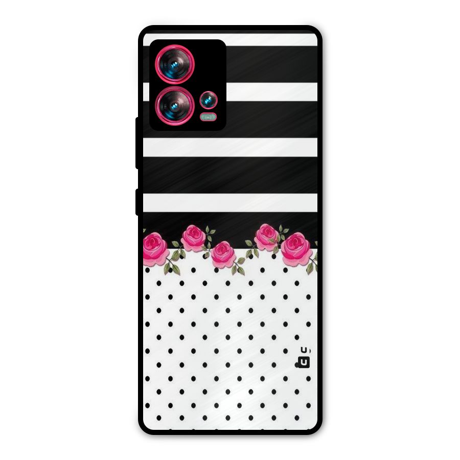 Dots Roses Stripes Metal Back Case for Motorola Edge 30 Fusion